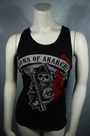Sons of Anarchy- Reaper with roses Dames Tanktop- zwart