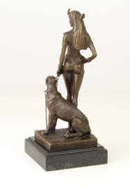 Bronzen Beeld Cleopatra Met Panter