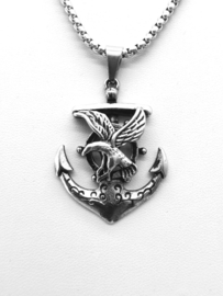 Edelstalen Hanger Anker Adelaar Roer + Ketting