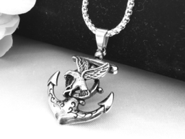 Edelstalen Hanger Anker Adelaar Roer + Ketting