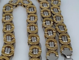 Koningsketting + Armband Edelstaal Bicolor