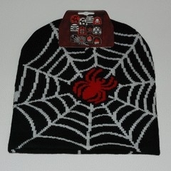 Beanie red spider with white web