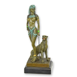 Bronzen Beeld Cleopatra Met Panter BG-37