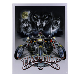 Metalen plaat groot . Live To Ride Wolves