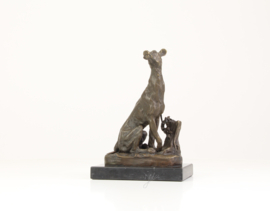 Bronzen Beeld Zittende Greyhound