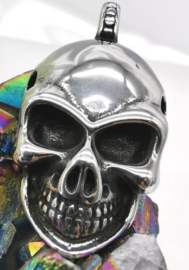 Edelstalen Skull Hanger Donkere Ogen + Ketting