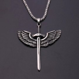 Edelstalen Zwaard - Guardian Of Angel - Hanger + Ketting