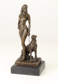 Bronzen Beeld Cleopatra Met Panter