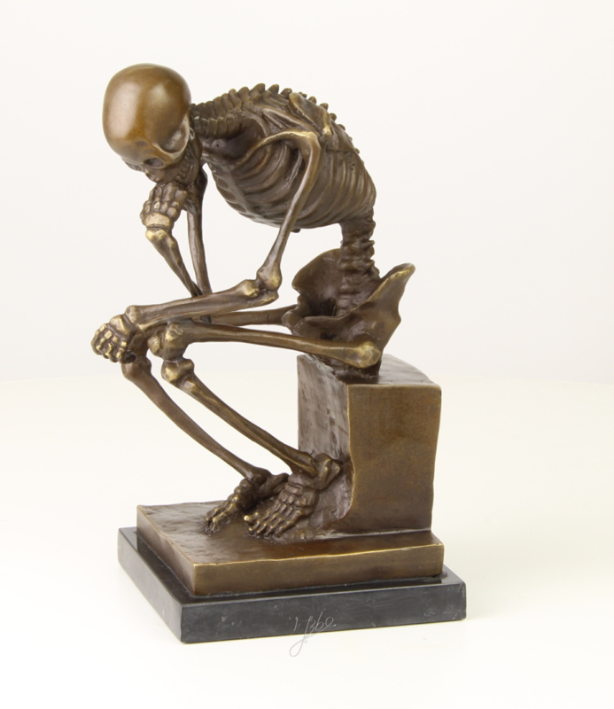 Bronzen Beeld  De Denker Skelet 24,6 cm