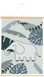 Schoolplaat wilde dieren tropics groen 50x70 cm