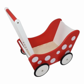 Corroderen patroon Kwelling Poppenwagen rood met witte stippen. | Houten speelgoed | De Speelstraat -  Houten Speelgoed