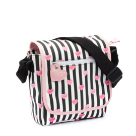 Zebra meisjes-flaptasje streep/roze hartjes 156010