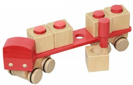 Houten oplegger met blokken naturel/rood