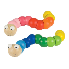 Wooden wiggly worm blauw/groen