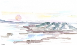 2013-017 Ondergaande zon met uitzicht op Knokke