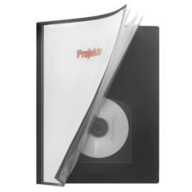 Set van 3 Presentatie Showmappen grijs A4 met variabel aantal insteekhoezen en vak voor CD - 25015/25017
