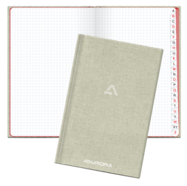 Pak van 8 x Linnen Notebook, geruit, 145 x 220 mm, met alphabet, R2396SQ5
