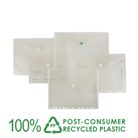 FolderGreen 10 x Enveloptas A4 met soufflé, hechtstrook & klittenbandsluiting - 100% gerecycled PP - zonder logo