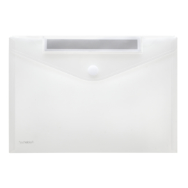 Pak van 10 x Enveloptas A4 Transparant met schrijfstrook + klittenbandsluiting