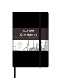 Pak van 10x Teken/Schetsboek A5 zwart, met blanco papier en elastiek 8048Z