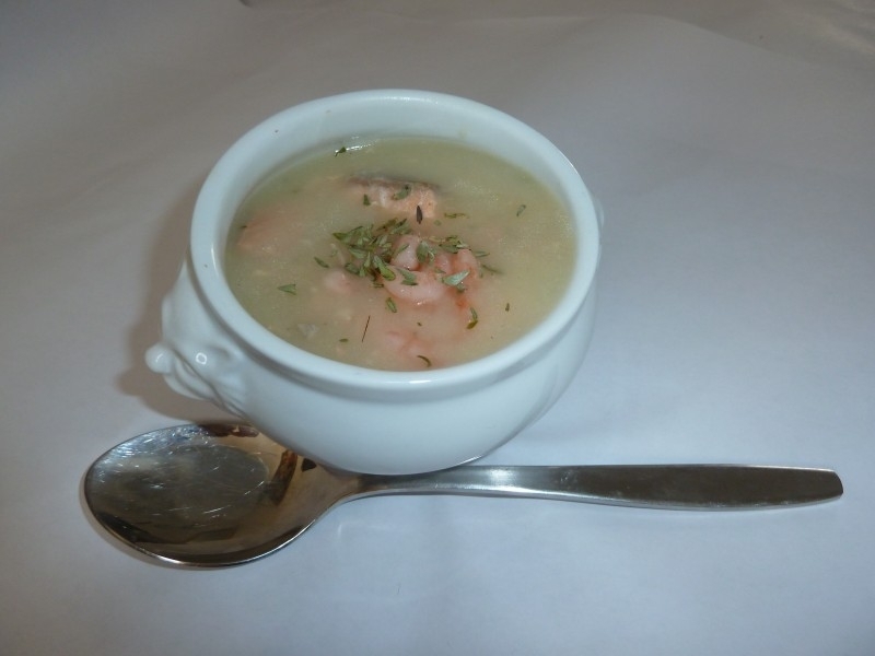Zalm/garnalen soep