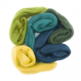 Europese Merino Lontwol mix set geel-groen