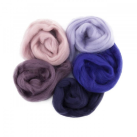 Europese Merino Lontwol mix set roze-paars