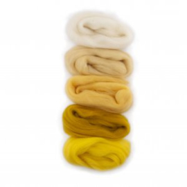 Europese Merino Lontwol mix set wit-geel