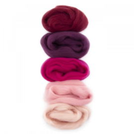 Europese Merino Lontwol mix set donkerrood-roze