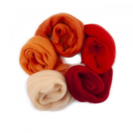 Europese Merino Lontwol mix set oranje-rood