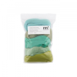 Europese Merino Lontwol mix set turqoise-groen