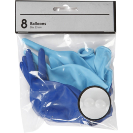 Ballonnen lichtblauw/blauw met link