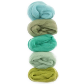 Europese Merino Lontwol mix set turqoise-groen