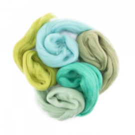 Europese Merino Lontwol mix set turqoise-groen