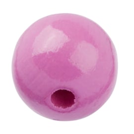 Houten kraal "15 mm."per stuk roze