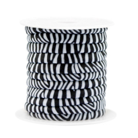 Stitched elastisch lint 4 mm. 25 cm. zebra Black-white