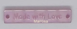 Label kunststof tekst "Made with Love" roze parlemoer