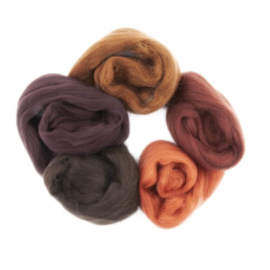 Europese Merino Lontwol mix set bruin