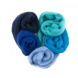 Europese Merino Lontwol mix set blauw - turqoise