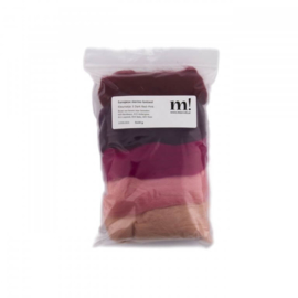 Europese Merino Lontwol mix set donkerrood-roze