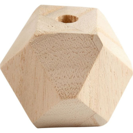 Kraal hexagon hout 43 mm. per stuk