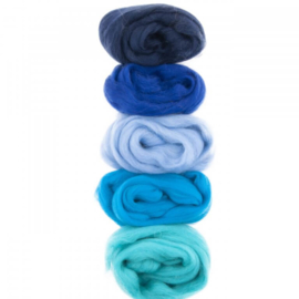 Europese Merino Lontwol mix set blauw - turqoise