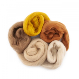 Europese Merino Lontwol mix set licht bruin