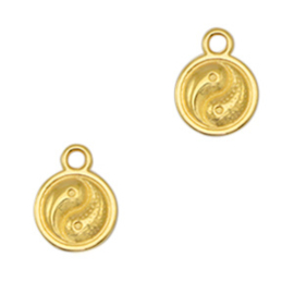 Yin & Yang goud 10 mm. 1 stuks