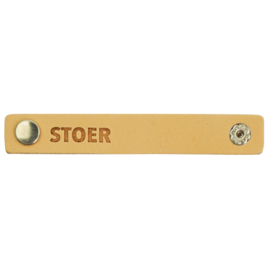 Leren label drukkknop "Stoer"