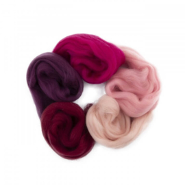 Europese Merino Lontwol mix set donkerrood-roze