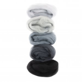 Europese Merino Lontwol mix set grijs-zwart