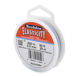 Beadalon elastisch rijgdraad Satin Silver 0,5 mm. 5 meter