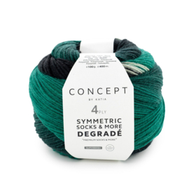 Katia Concept SYMMETRIC SOCKS & MORE - Degrade 55 - Smaragd groen-Zwart
