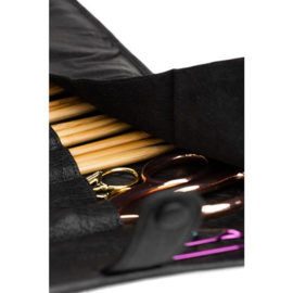MUUD Elona. Handgemaakt leren oprolbare handwerketuit 20x68cm - kleur black